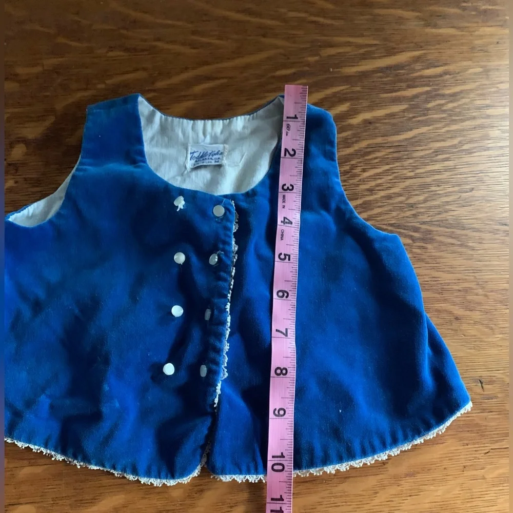 Vintage Toddle Tyke 2 Piece Blue Velvet Baby Outfit 6 Months Nostalgia Infant